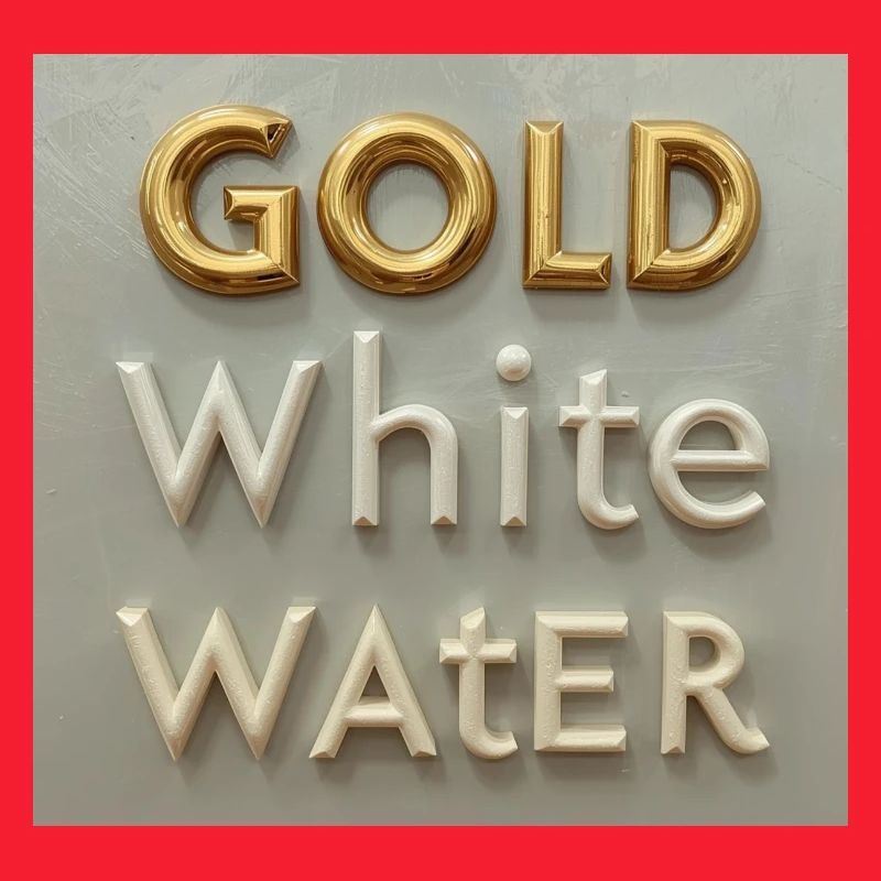 Typographie de l’eau blanche dorée
