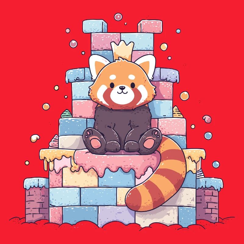 Le panda de Kawaii dans le château de sucre