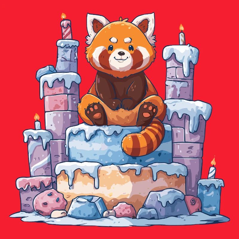 Roter Panda auf Eis-Torte