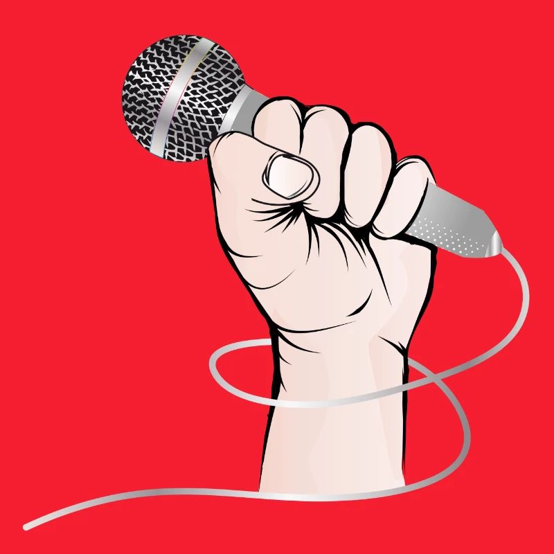 Eine Hand eines Sängers hält ein Gesangs Mikrofon