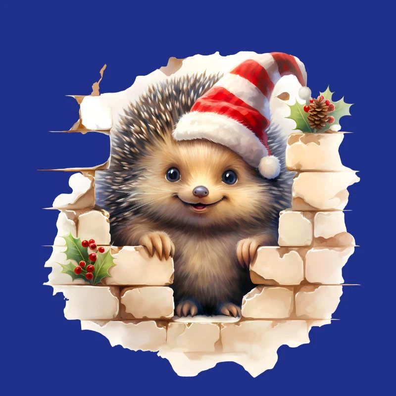 Hérisson de Noël dans le mur