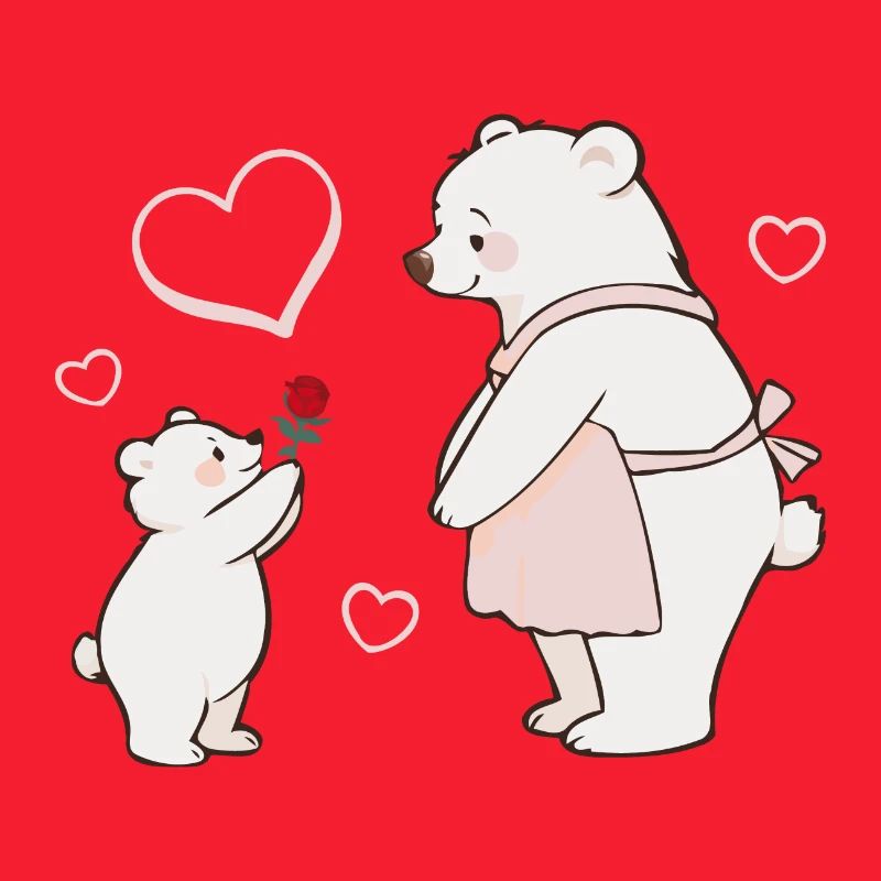 Mutter und Kind Bären Muttertag Herzen