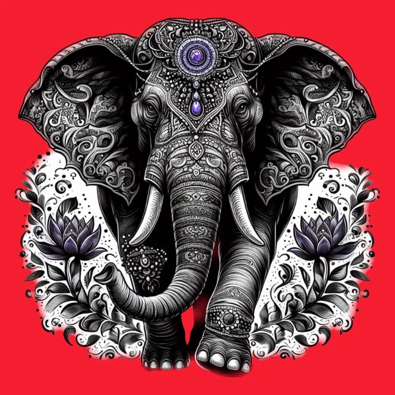 Éléphant avec coiffe