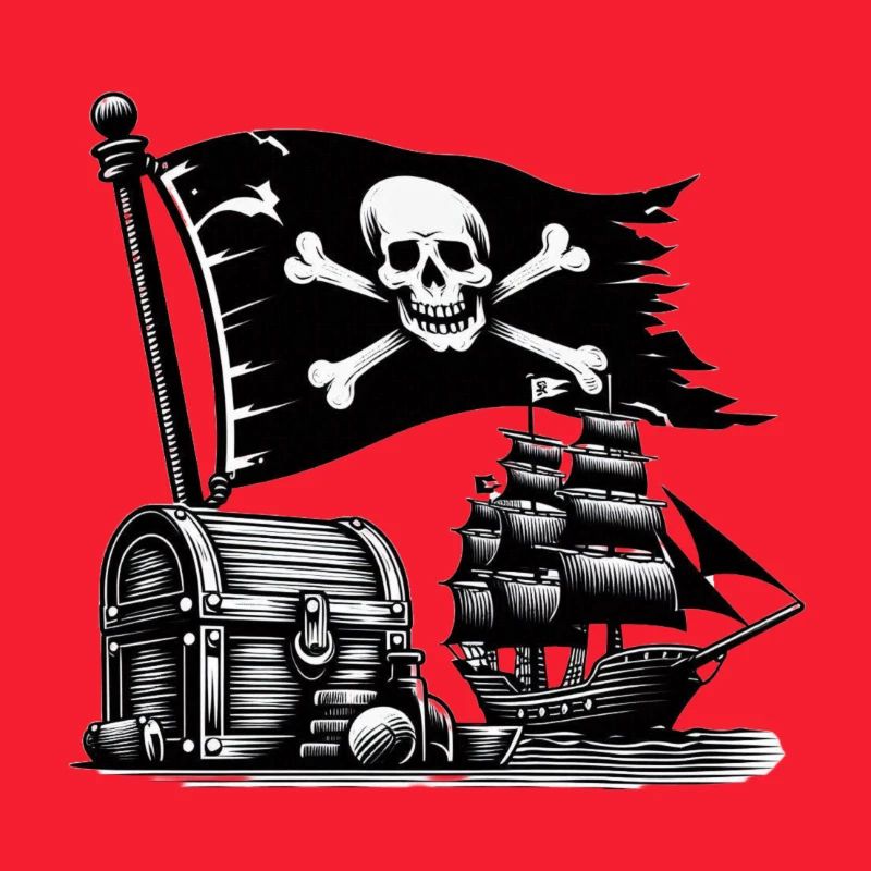 Pirate Adventure with Skull and Ship