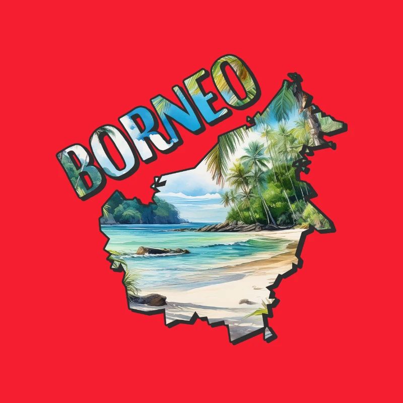 Watercolor Map Borneo