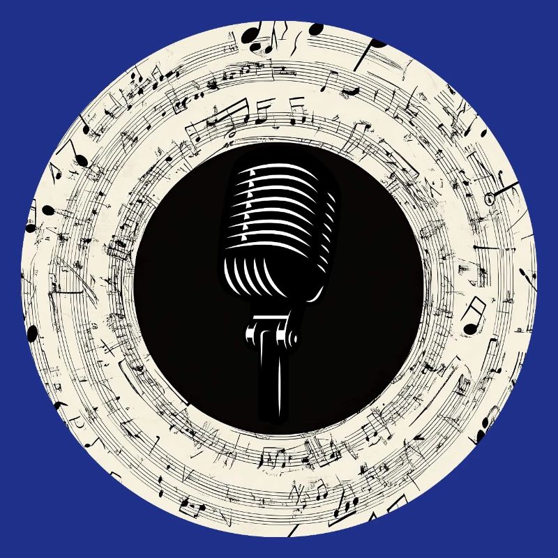 Microphone Musical Notes Art