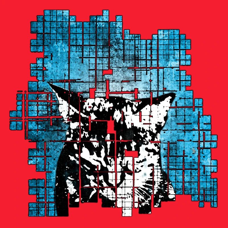 Portrait de chat de style graffiti avec explosion bleue