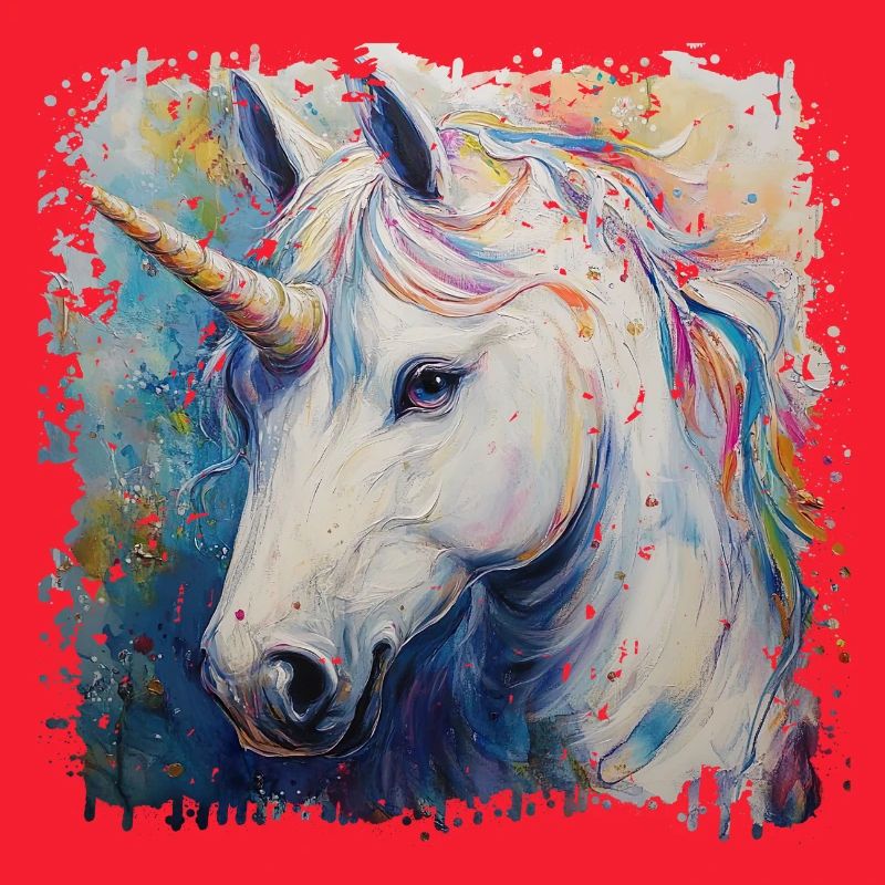 Oeuvre d’art licorne colorée