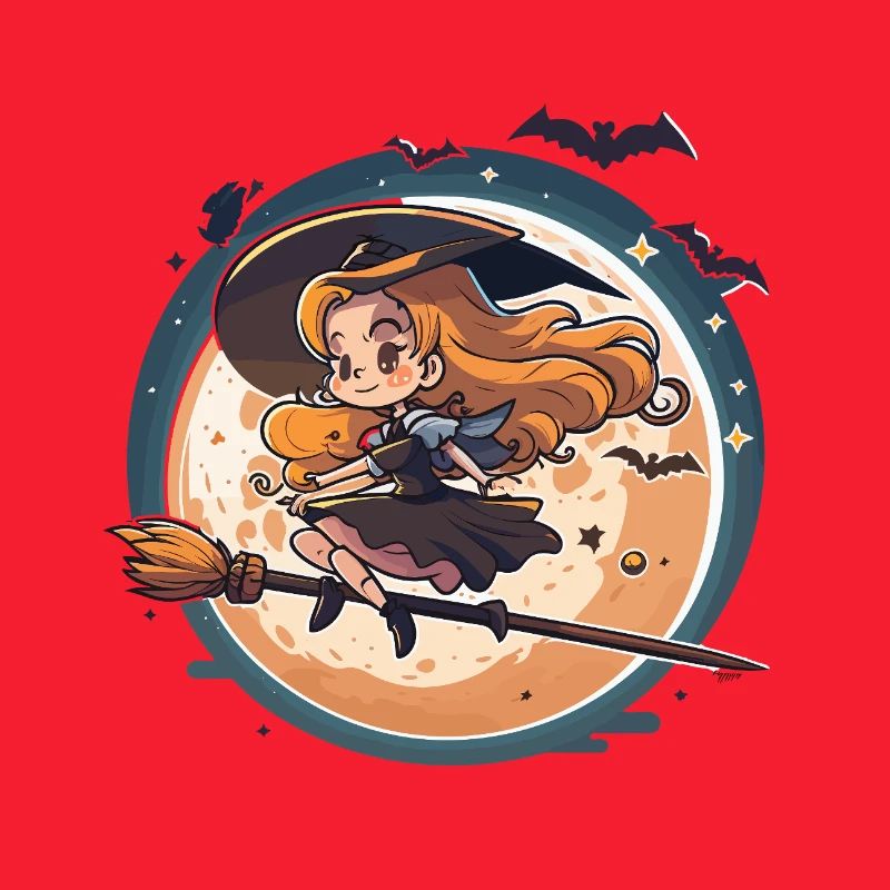 Moonlight Witch on Broom