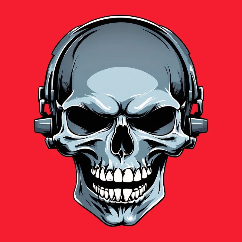 Illustration de crâne avec casque
