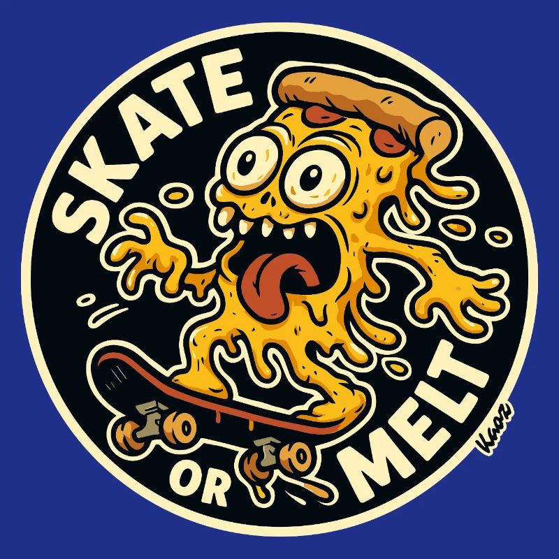 Skate oder Melt Käse Pizza Monster Skateboard