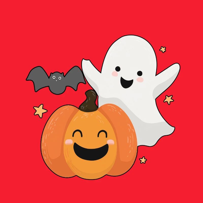 Fun ghost, pumpkin and bat