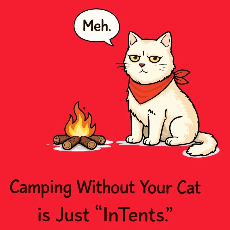 InTent Cat Camping Wortspieldesign