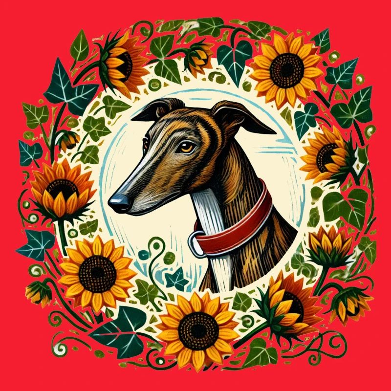 Greyhound in Sunflower Ring