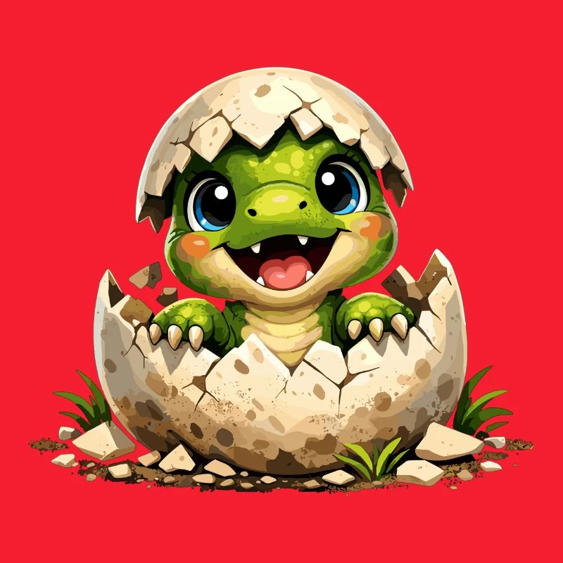 Un petit dinosaure mignon éclot de l’œuf