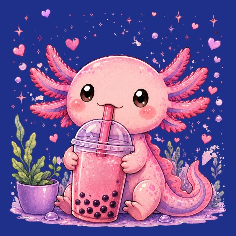 Pink Axolot with Bubble Tea