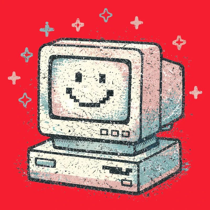 Cute Retro Computer Vintage 80s Tech Style