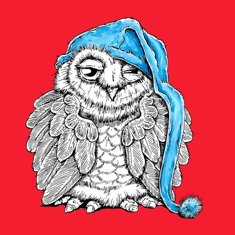 Owl with sleepyhead