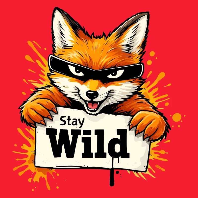 Fuchs Graffiti Illustration mit Schrift Stay Wild