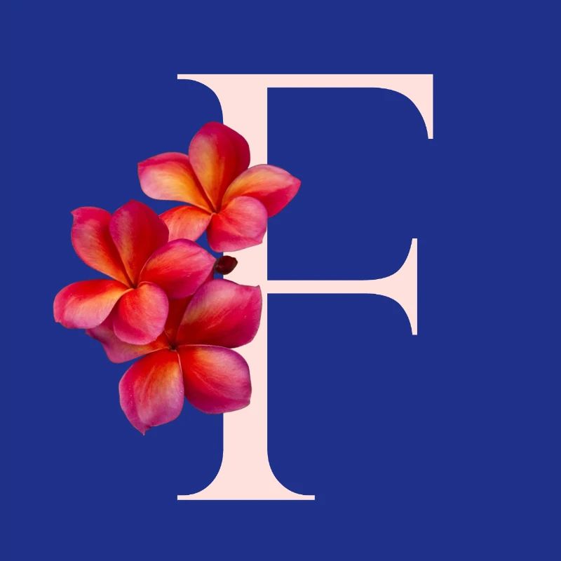 Fleur tropicale florale Lettre E