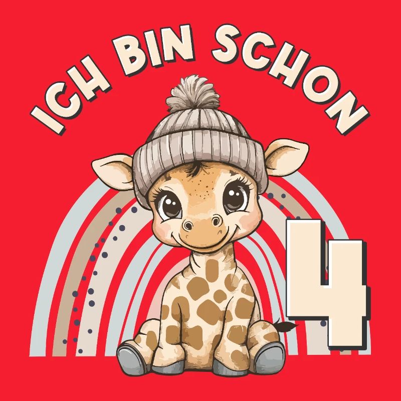 4. Geburtstag Giraffe Regenbogen Süß Niedlich