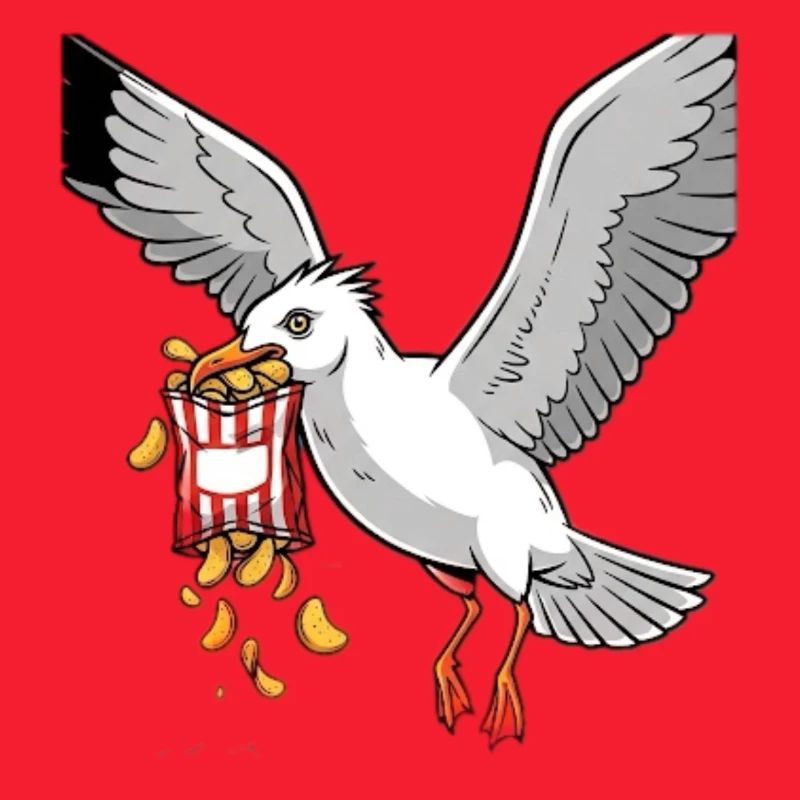 Möwe mit Chips Snack Design