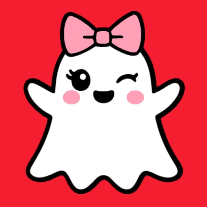 Kawaii Ghost with Pink Bow