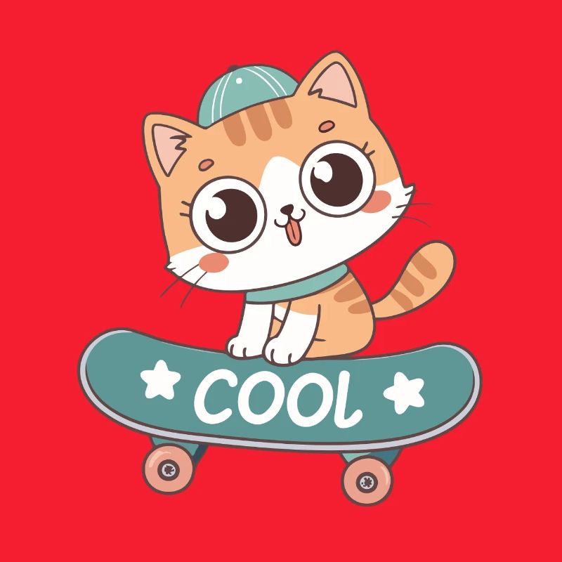 Chat sur skateboard pastel