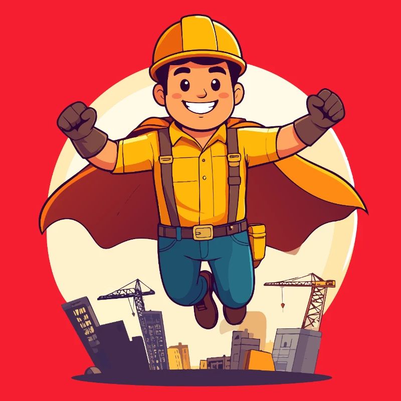 Bauhelden Superheld Bauarbeiter Held der Baustelle