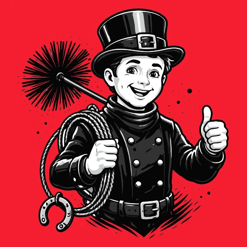 Dessin animé joyeux du ramoneur de cheminée