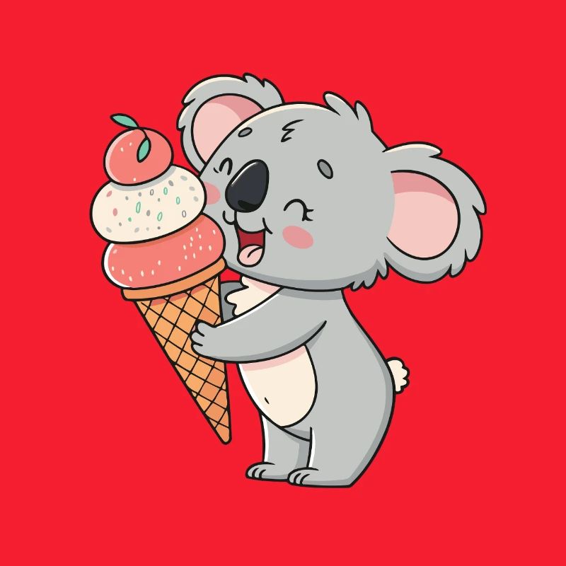 Koala gourmand et cornet de glace