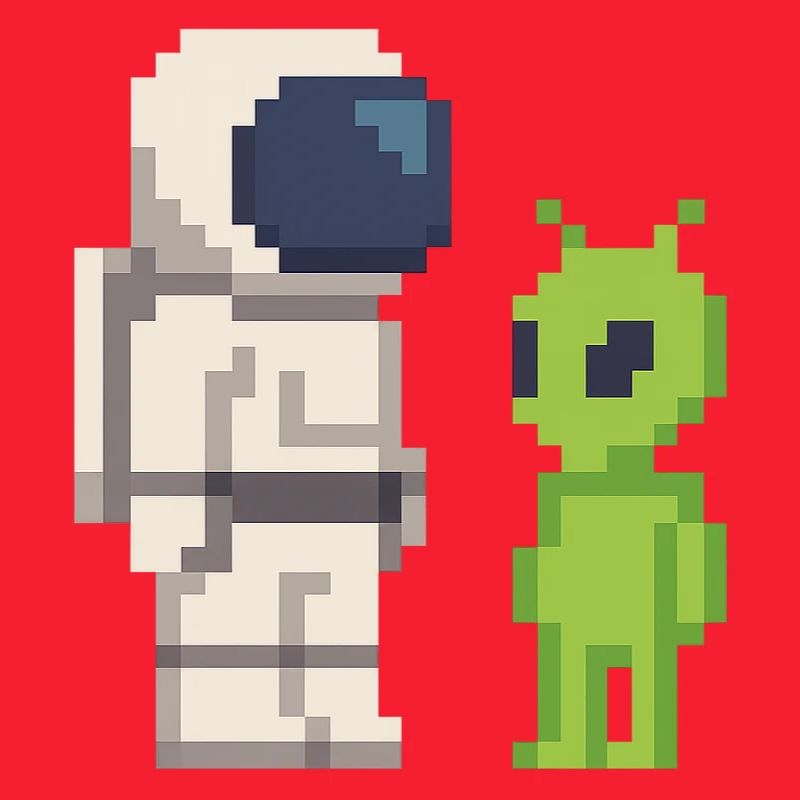 Pixel Astronaut meets Alien