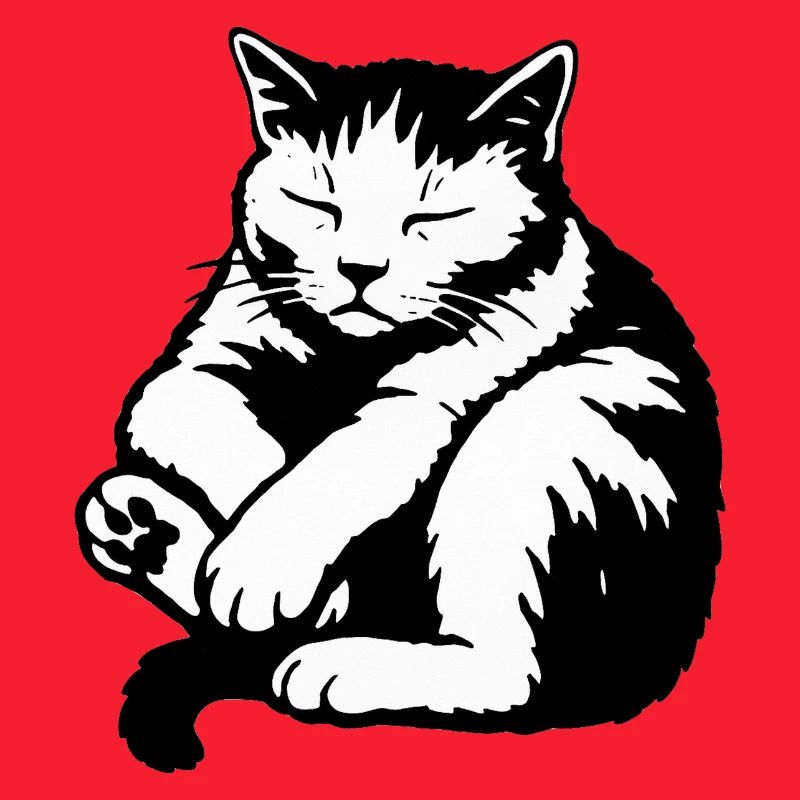 Silhouette du chat endormi