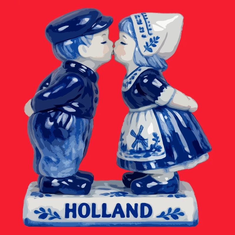 Couple du baiser de Delft Blue