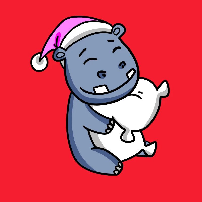 Hippo with pillow and sleeping cap