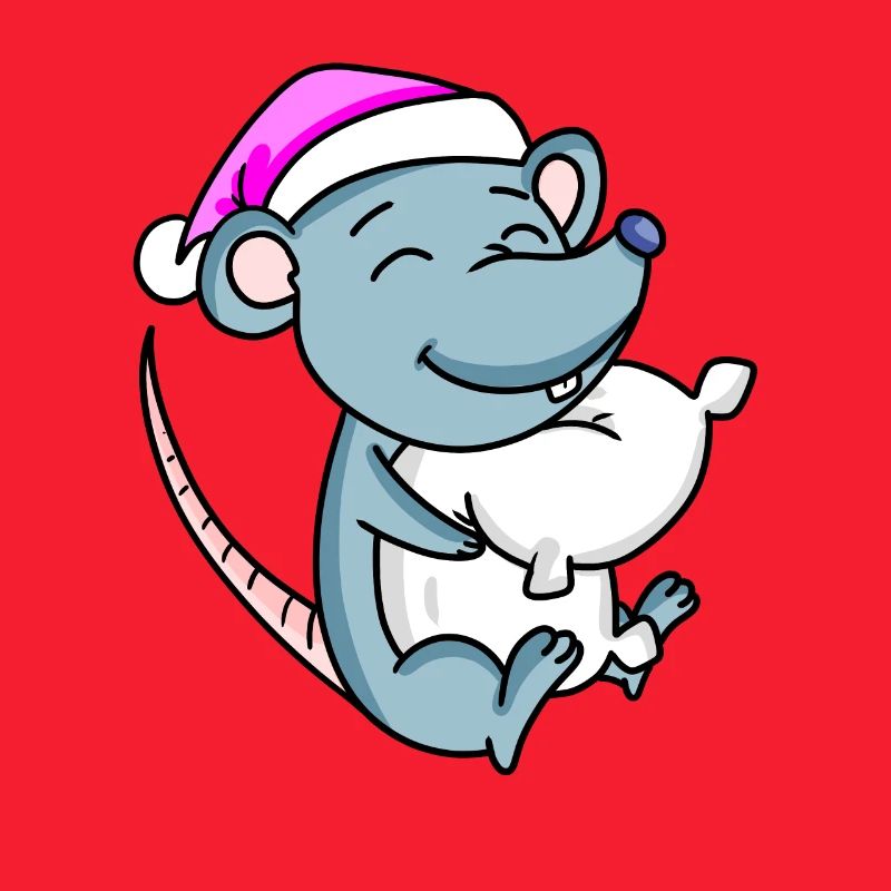 Mouse with pillow and sleeping cap