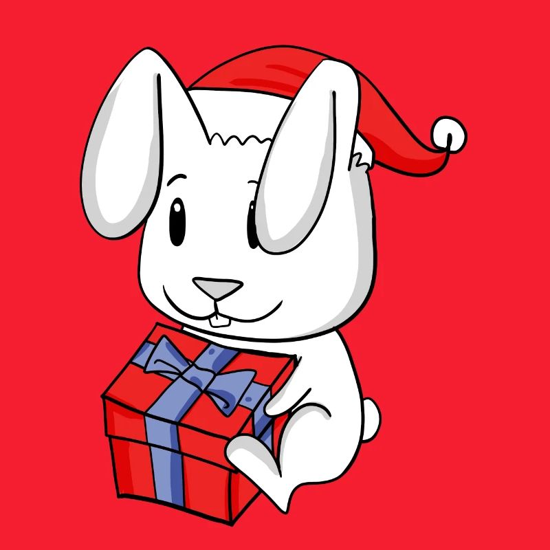Lapin de Noël Bébé avec cadeau - Lapin