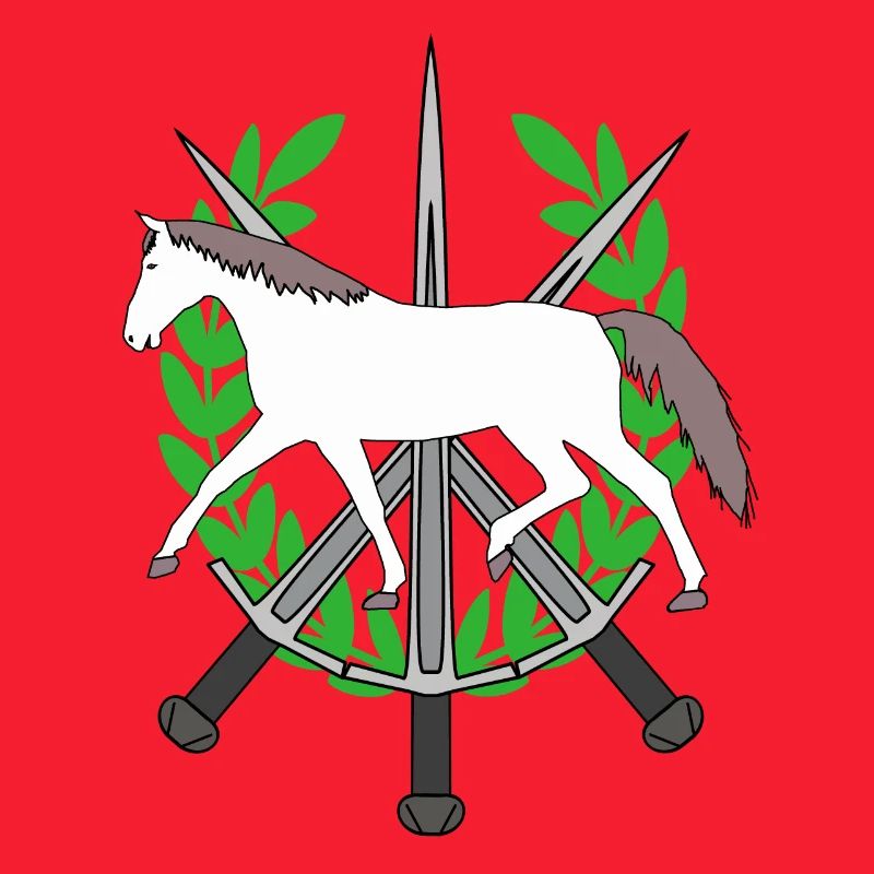 Lorbeerkranz Ritter Schwerter Held Pferd Held