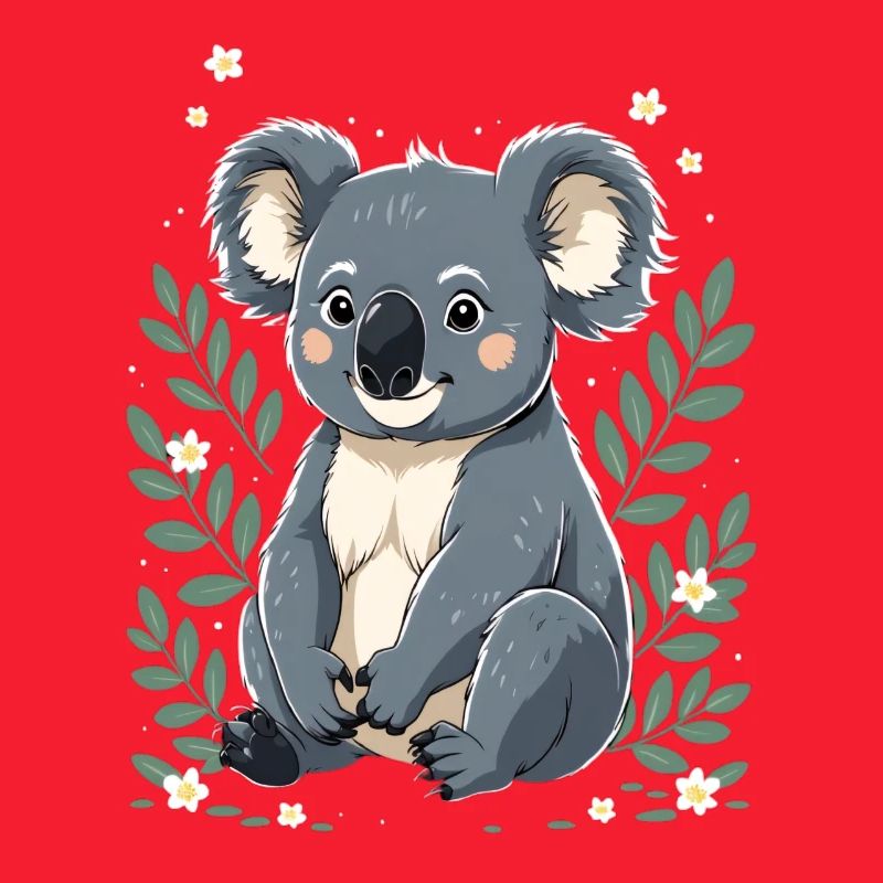 Koala mignon avec une couronne de fleurs