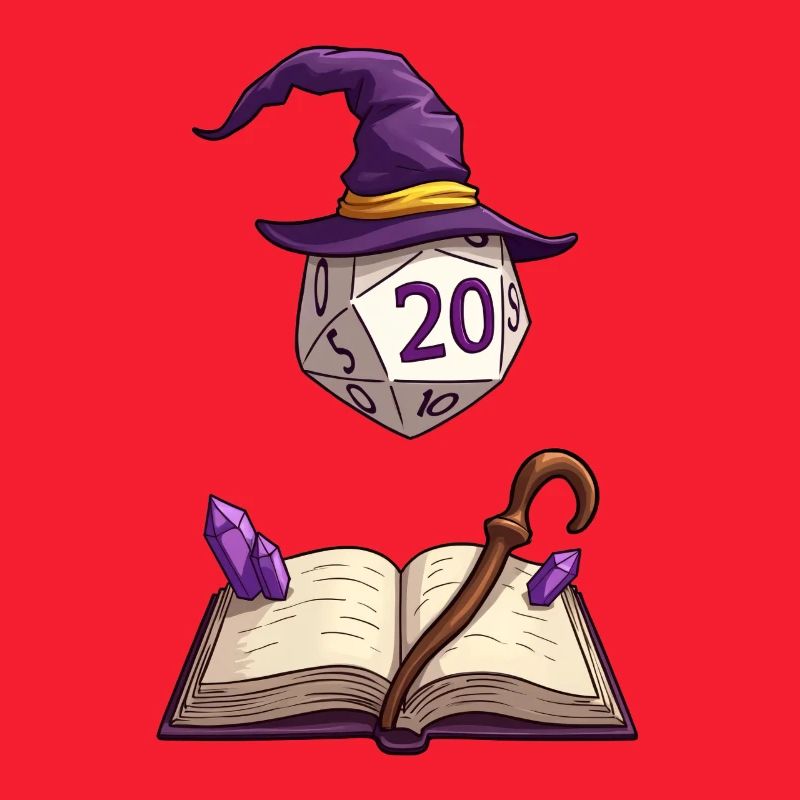 Floating D20 with Magic Hat – Fantasy Dice