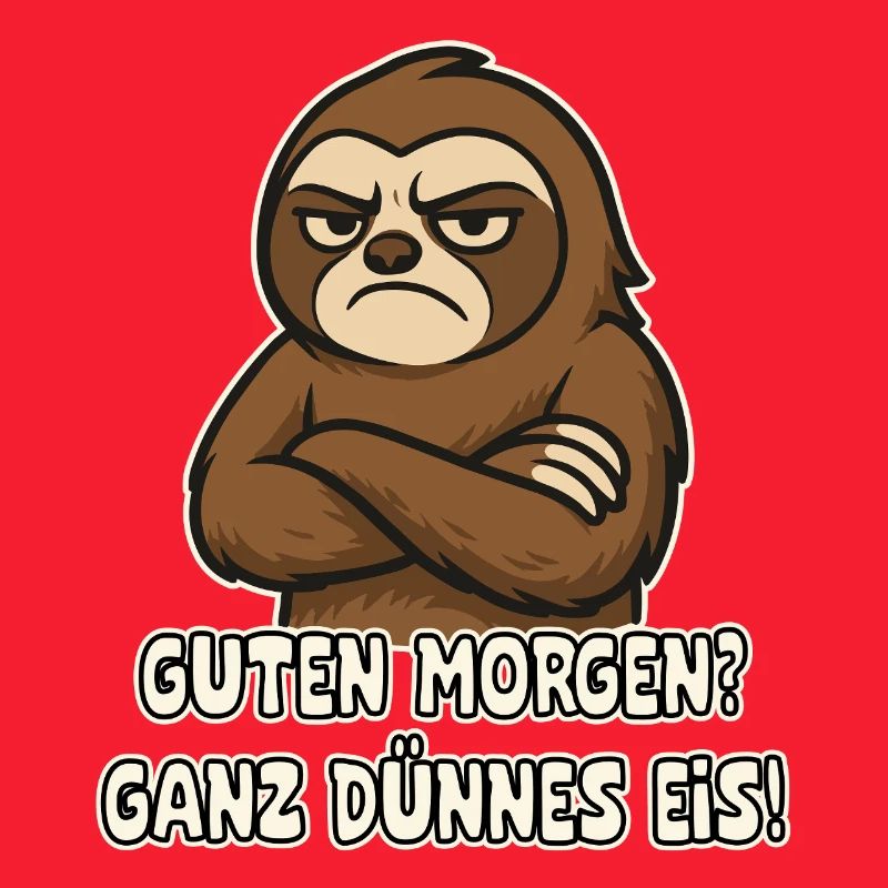 Grumpy sloth with saying