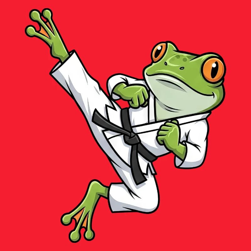 Whimsical Frog Toad Toad Karate Martial Arts