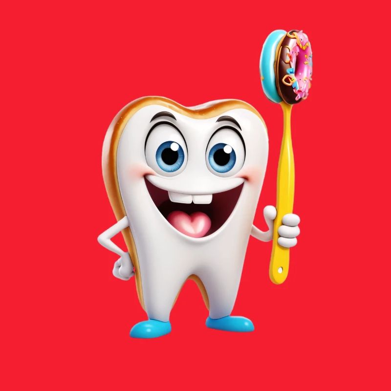 Dent heureuse avec brosse beignet