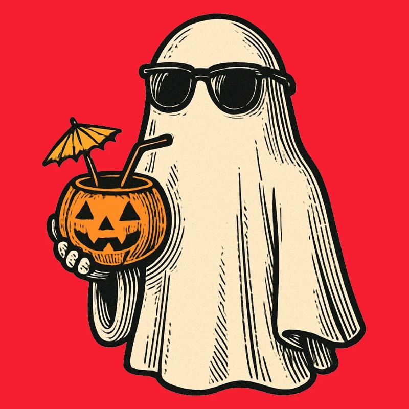 Cooles Halloweengespenst mit Cocktail
