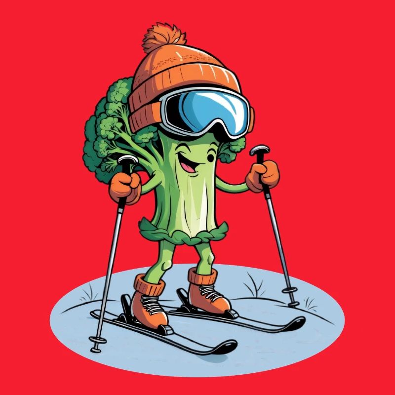 Broccoli skier with cap