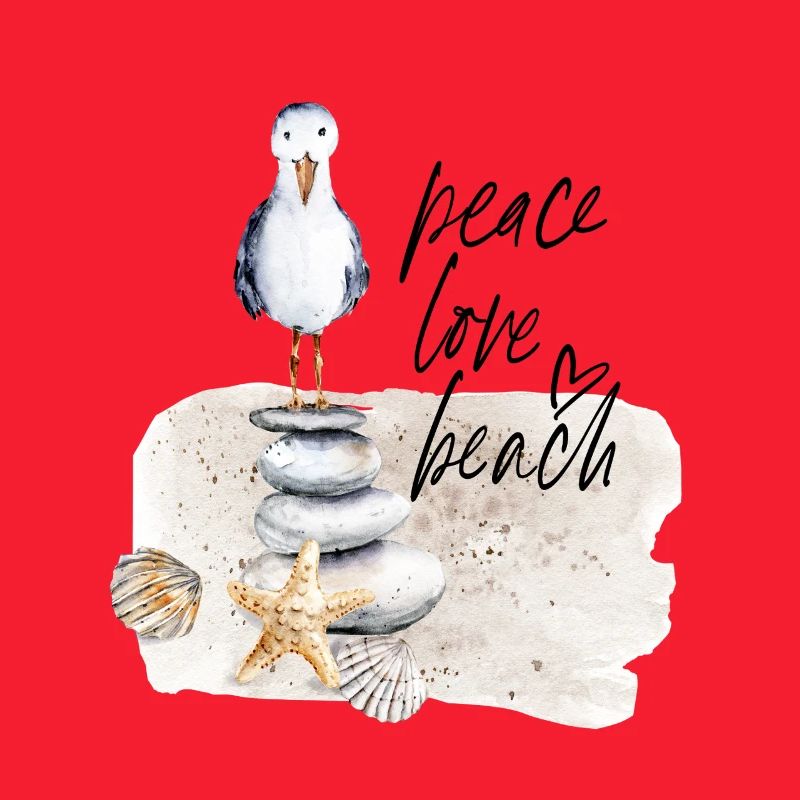 Beach Bird on Stone Stack Watercolors