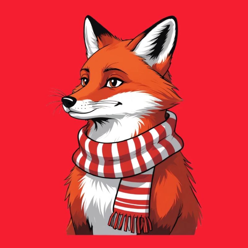 Red fox with scarf illustration
