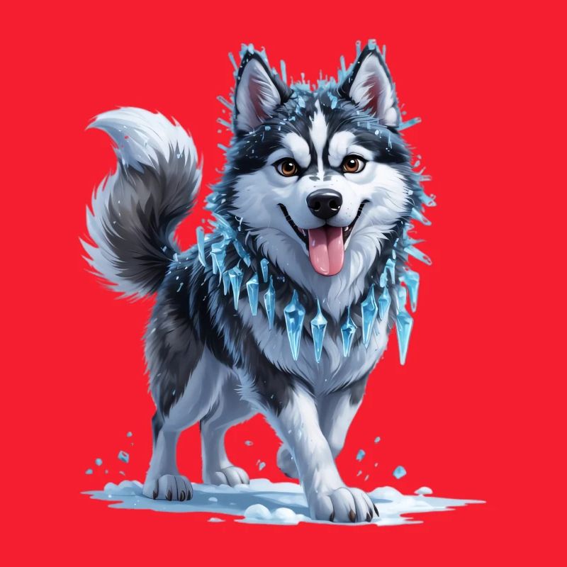 Eis Husky mit Eiskristallkette