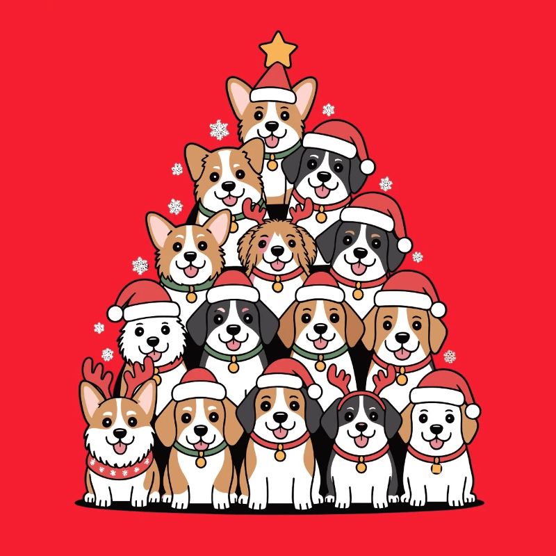 Pyramide de chien de Noël – Drôle de look de Noël