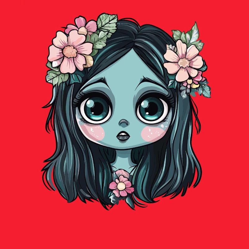 Blaues Blumenmädchen mit Krone